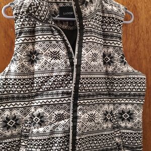 Lands' End Nordic Black and White Vest